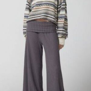 Urban Outfitters Gray Striped Wide-Leg Trousers
